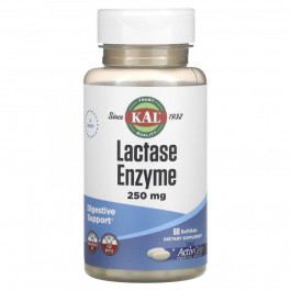   KAL БАД Фермент лактази, Lactase Enzyme, , 250 мг, 60 капсул