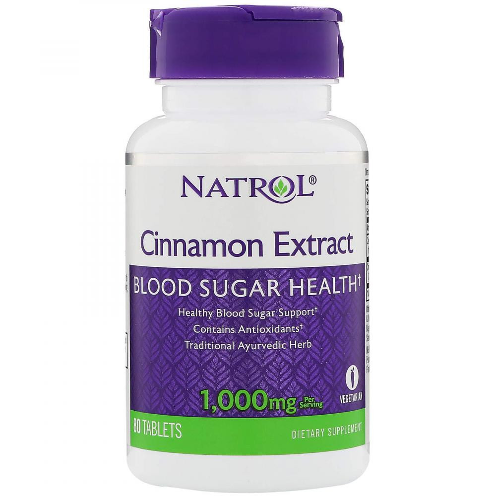 Natrol Кориця, Cinnamon, , екстракт, 1000 мг, 80 табл - зображення 1