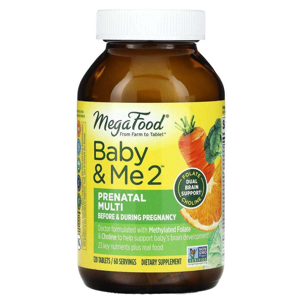 MegaFood БАД Вітаміни для вагітних 2, Baby & Me 2, , 120 таблеток - зображення 1