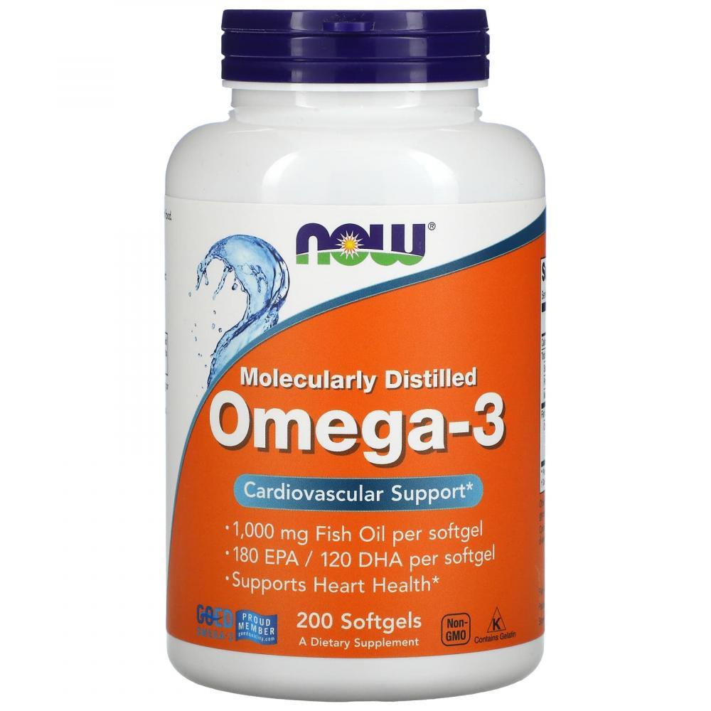 Now БАД Омега 3, Omega-3, Now Foods, 180 капсул - зображення 1
