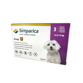 Zoetis Simparica - таблетки Симпарика от блох и клещей Вес 2.5 до 5 кг 10 мг 1 таблетка