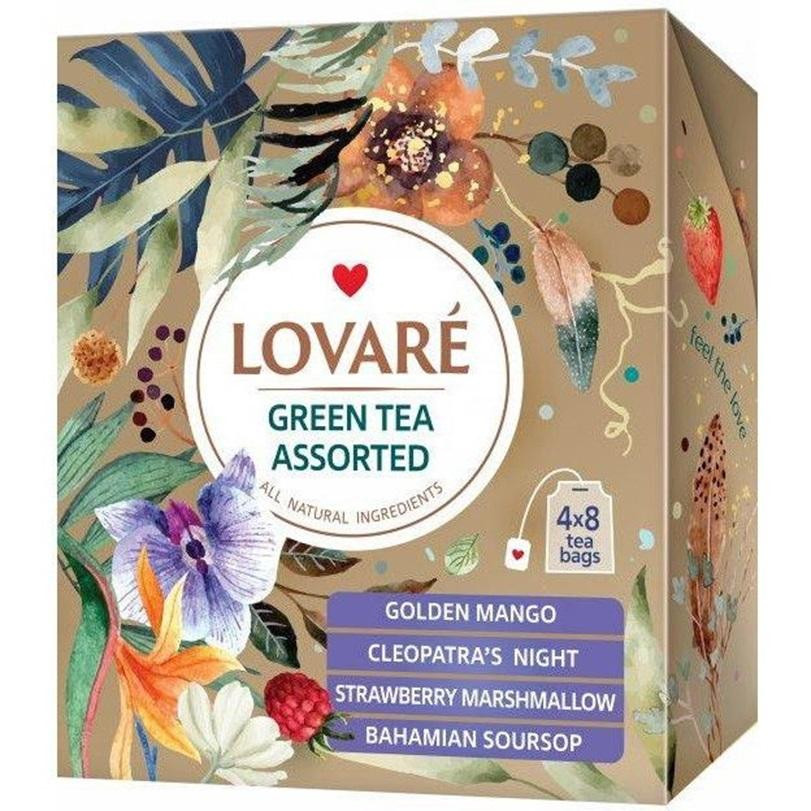 Lovare Чай  Ассорти Зеленый пакетированный 4 вида по 8 шт (4820198879655) - зображення 1
