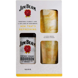 Jim Beam Віскі  White Kentucky Staright Bourbon Whiskey, 40%, 0,7 л + 2 склянки Хайбол (5060045591760)