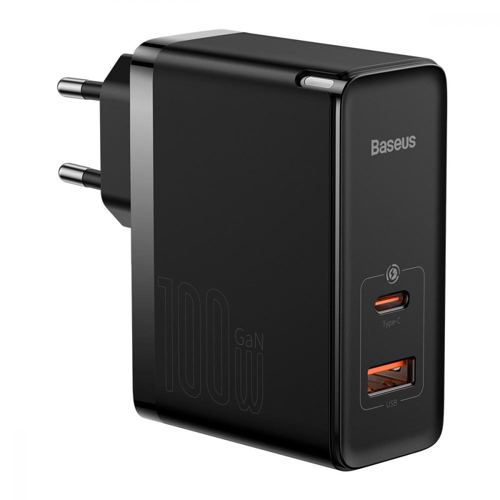 Baseus GaN5 Pro Fast Charger Type-C+USB 100W Black (CCGP090201) - зображення 1