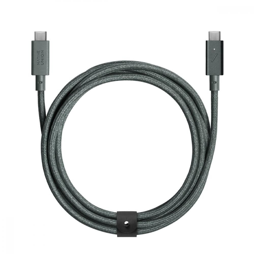 NATIVE UNION Belt Cable USB Type-C to USB Type-C Pro 240W 2.4m Slate Green (BELT-PRO2-GRN-NP) - зображення 1