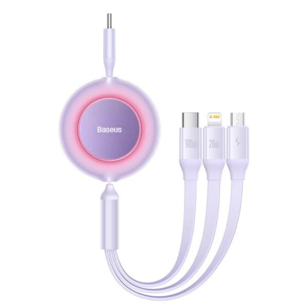 Baseus USB-C to Micro USB/Lightning/Type-C Bright Mirror 2 Series 100W 1.1m Purple (CAMJ010205) - зображення 1