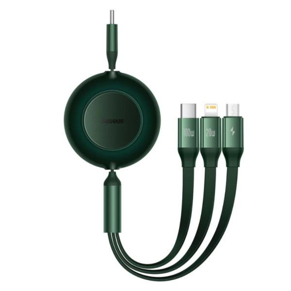 Baseus USB-C to Micro USB/Lightning/Type-C Bright Mirror 2 Series 100W 1.1m Green (CAMJ010206) - зображення 1