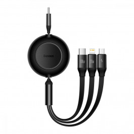   Baseus USB-C Bright Mirror Retractable 3 in 1 Micro USB/Lightning/Type-C 100W 1.2m Black (CAMJ010201)