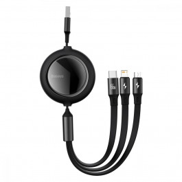 Baseus Bright Mirror 2 Series Retractable 3-in-1 Fast Charging Data Cable 66W 1.1m Black (CAMJ010101)