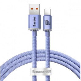 Baseus Crystal Shine Series Fast Charging Data Cable USB to Type-C 100W 1.2m Purple (CAJY000405)