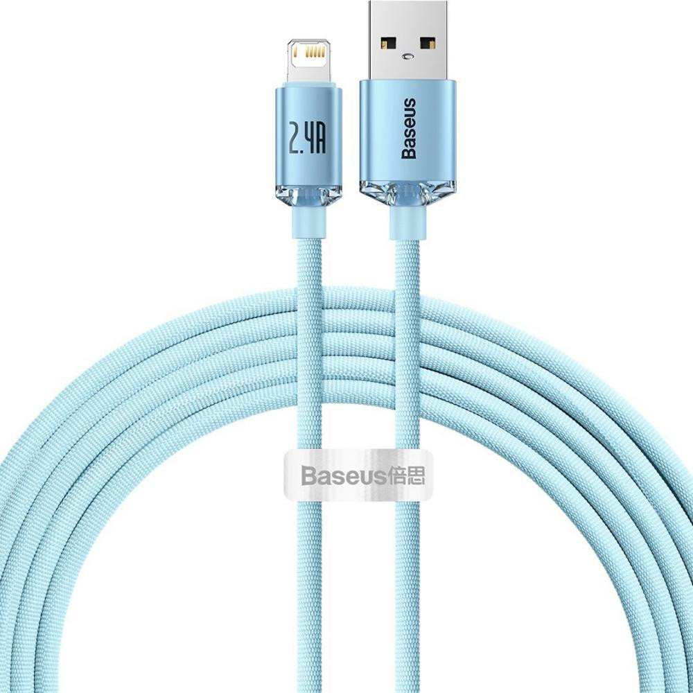 Baseus Crystal Shine Series Fast Charging Data Cable USB to Lightning 2m Sky Blue (CAJY001203) - зображення 1