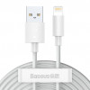 Baseus Simple Wisdom Data Cable Kit Lightning USB 1.5m White (TZCALZJ-02) - зображення 1