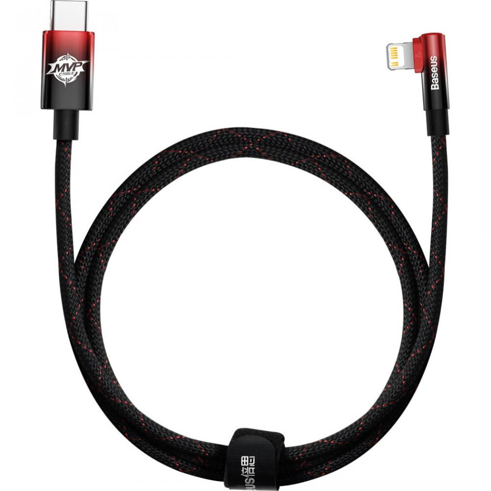 Baseus MVP 2 Elbow-shaped Fast Charging Data Cable Type-C to Lightning 20W 1m Black/Red (CAVP000220) - зображення 1