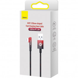 Baseus MVP 2 Elbow-shaped Fast Charging Data Cable USB to Lightning 2.4A 1m Black/Red (CAVP000020)