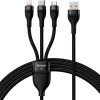 Baseus Flash Series Fast Charging Data Cable USB to Micro/Lightning/Type-C 66W 1.2m Black (CASS040001) - зображення 1