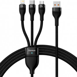 Baseus Flash Series Fast Charging Data Cable USB to Micro/Lightning/Type-C 66W 1.2m Black (CASS040001)