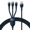 Baseus Flash Series 2 3-in-1 Micro USB+Lightning+Type-C 100W 1.2m Blue (CASS030003) - зображення 1