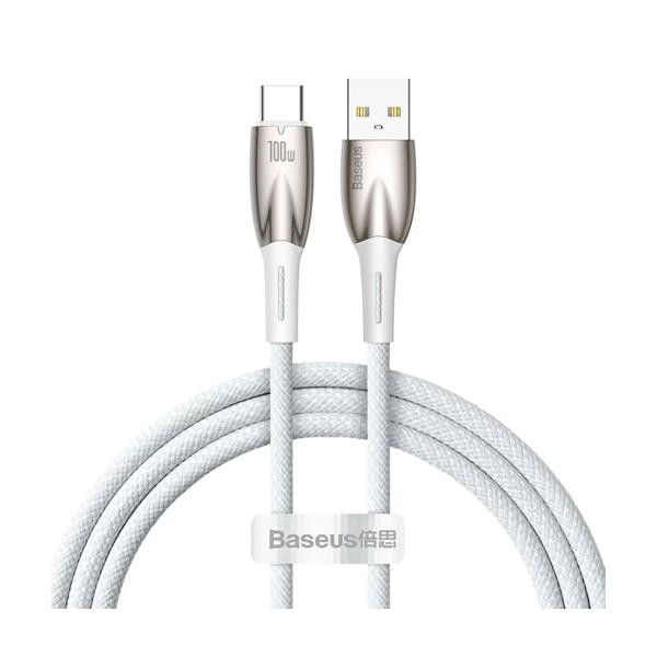 Baseus Glimmer Series USB Cable to USB-C Fast Charging 100W 1m White (CADH000402) - зображення 1