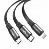 Baseus Fabric 3-in-1 Flexible cabel USB M+L+T 3.5A 1.2m Dark Gray (CAMLT-BYG1) - зображення 2