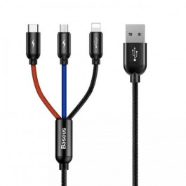 Baseus Three Primary Colors USB Type-C+Lightning+microUSB 30cm 3.5A (CAMLT-ASY01)