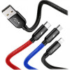 Baseus Three Primary Colors USB Type-C+Lightning+microUSB 30cm 3.5A (CAMLT-ASY01) - зображення 3