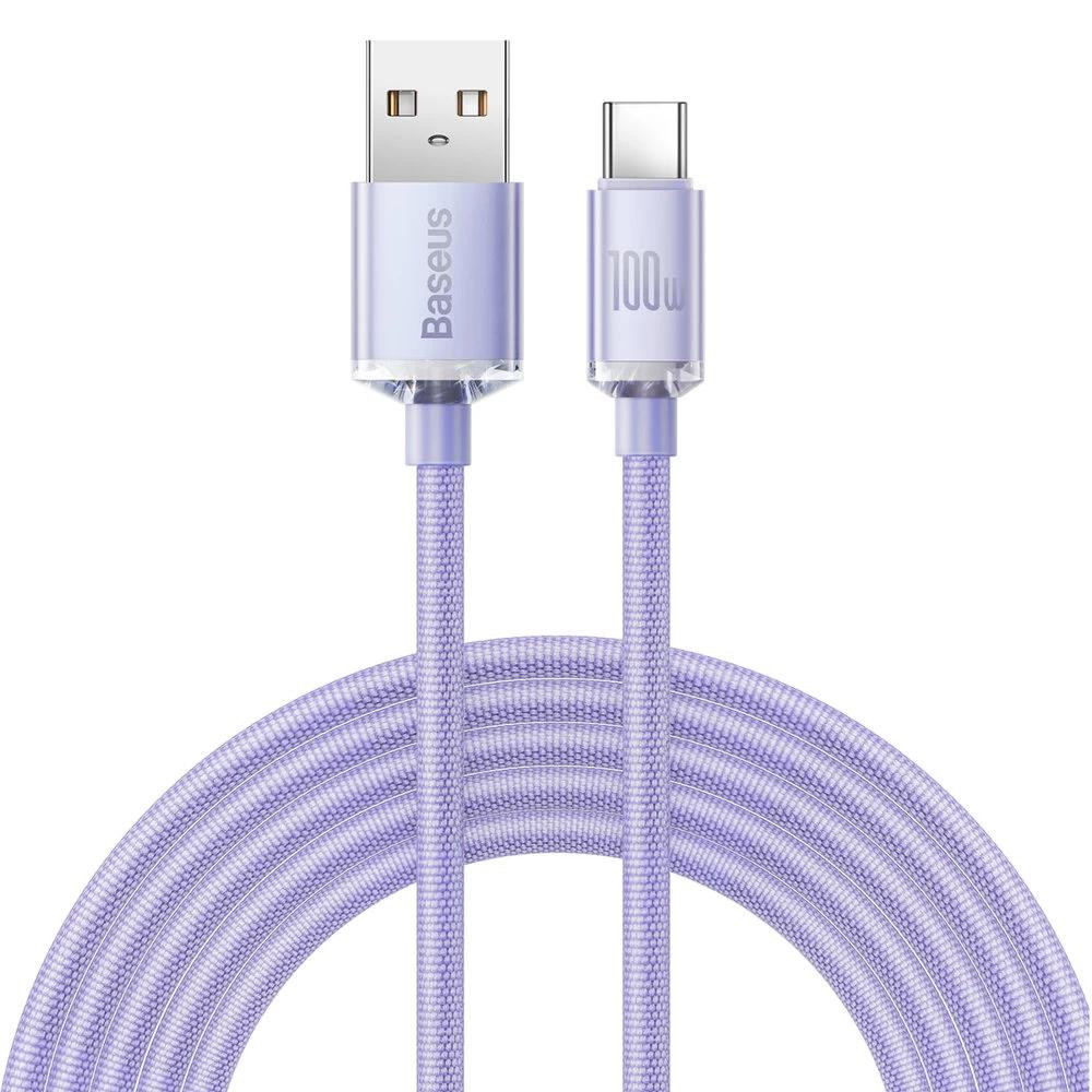 Baseus Crystal Shine Series Fast Charging Data Cable USB to Type-C 100W 2m Purple (CAJY000505) - зображення 1
