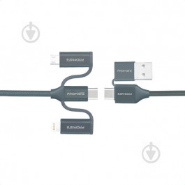 Promate PentaPower USB-C/USB-А to USB-C/Micro USB/Lightning 1.2m Grey (pentapower.grey)
