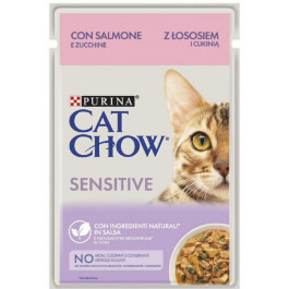 Cat Chow Sensitive с лососем и цуккини в соусе 85 г 26 шт