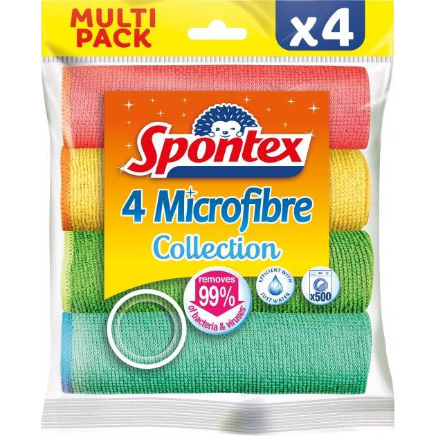 Spontex Набор салфеток  Multi Pack4 микрофибра 4 шт. 30х30см 4 шт./уп. / в ассортименте (3384121223027) - зображення 1