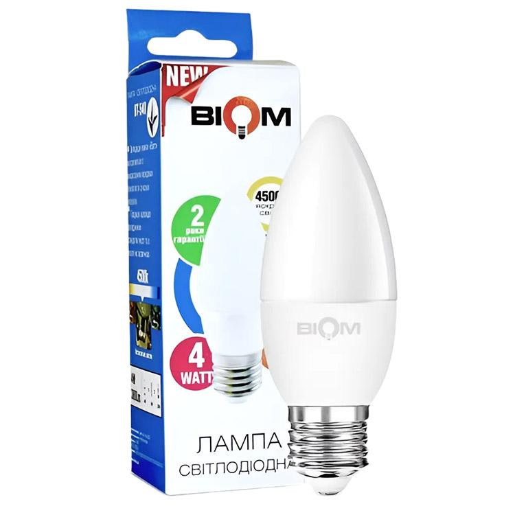 Biom LED BT-548 C37 4W E27 4500К матовая - зображення 1