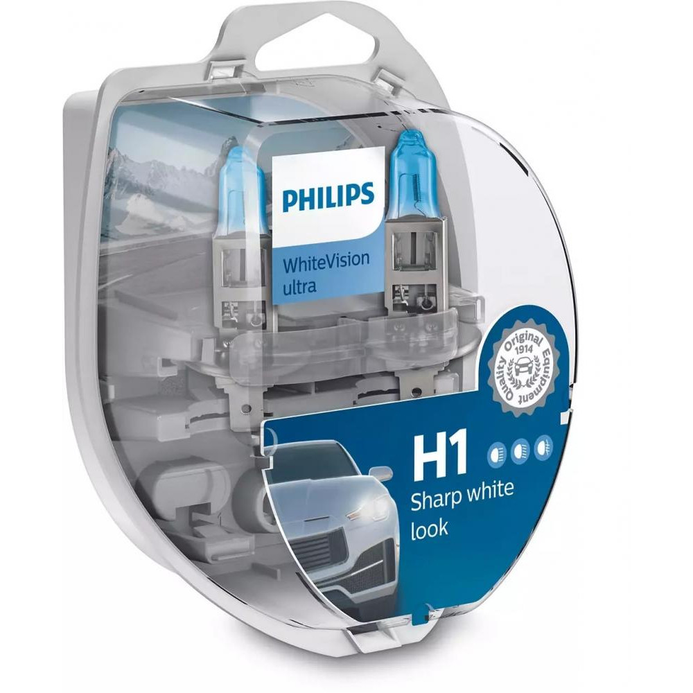 Philips H1 WhiteVision Ultra +60% 55W 12V 3700K 12258WVUSM - зображення 1