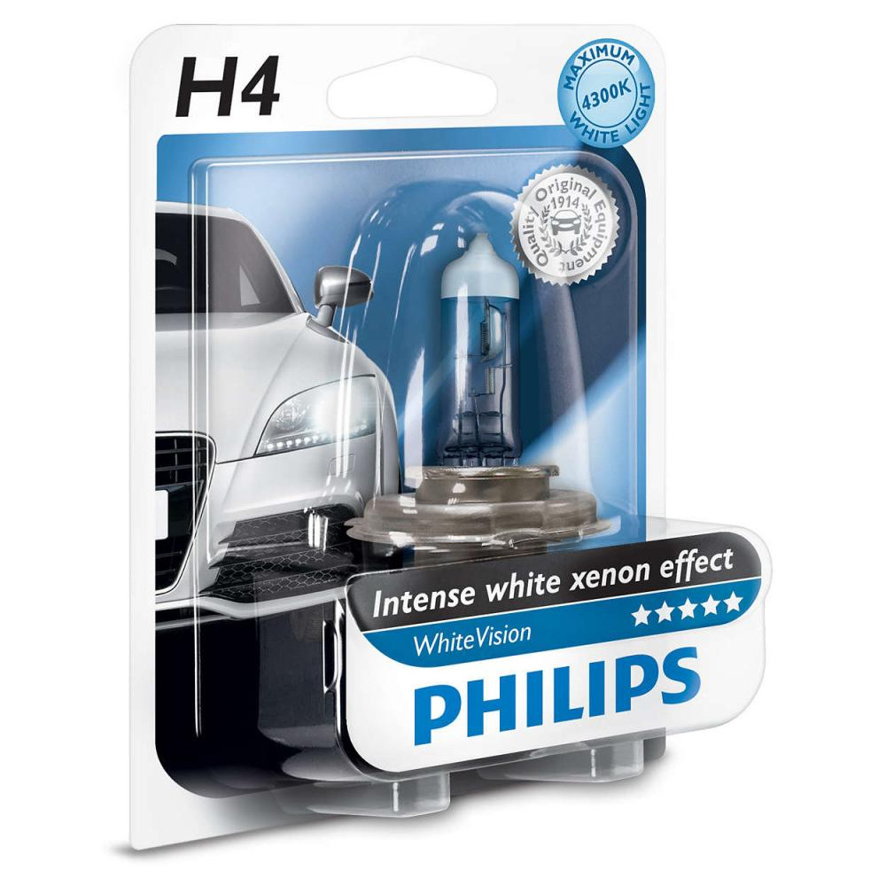 Philips H4 WhiteVision 12V 60/55W (12342WHVB1) - зображення 1