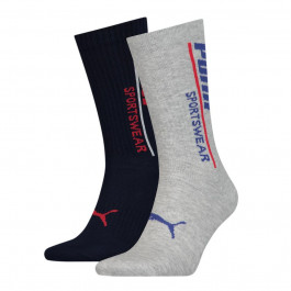   PUMA Набор носков  Men Logo Classic Sock 2p 102003001-023 39-42 р 2 пары Тёмно-синий/Серый (8718824798790