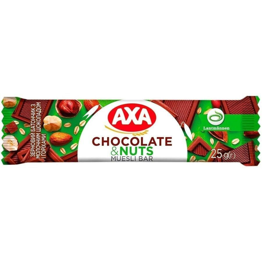 AXA Батончик  зерновий з молочним шоколадом та горіхами, 25 г (4820008125675) - зображення 1