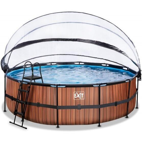 EXIT Wood Pool 488x122cm + sand filter pump, cover, heat pump / brown (30.67.16.10) - зображення 1
