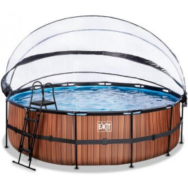 EXIT Wood Pool 488x122cm + sand filter pump, cover, heat pump / brown (30.67.16.10)