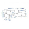 IKEA VIMLE 3-місний з шезлонгом та широкими підлокітниками/Халларп сірий (294.014.22) - зображення 4