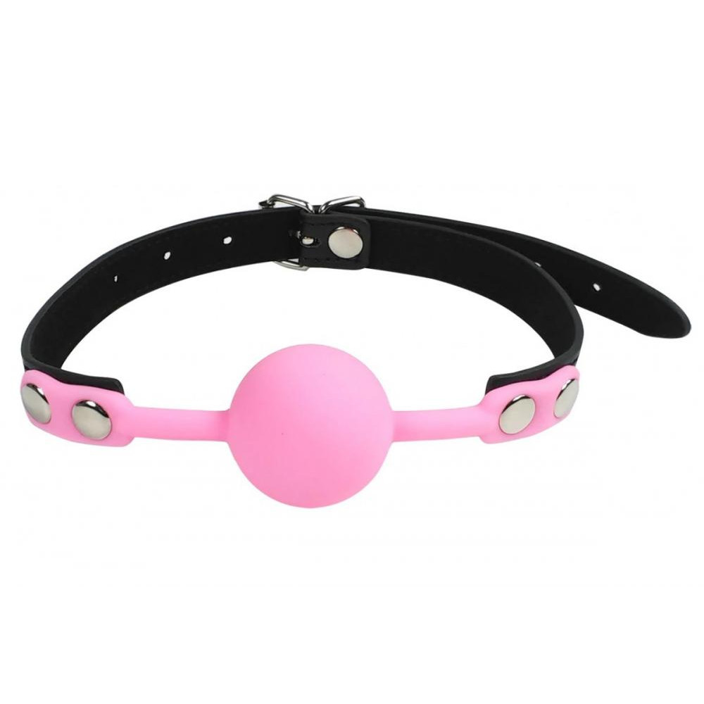 DS Fetish Silicone ball gag metal accesso pink (221302012) - зображення 1