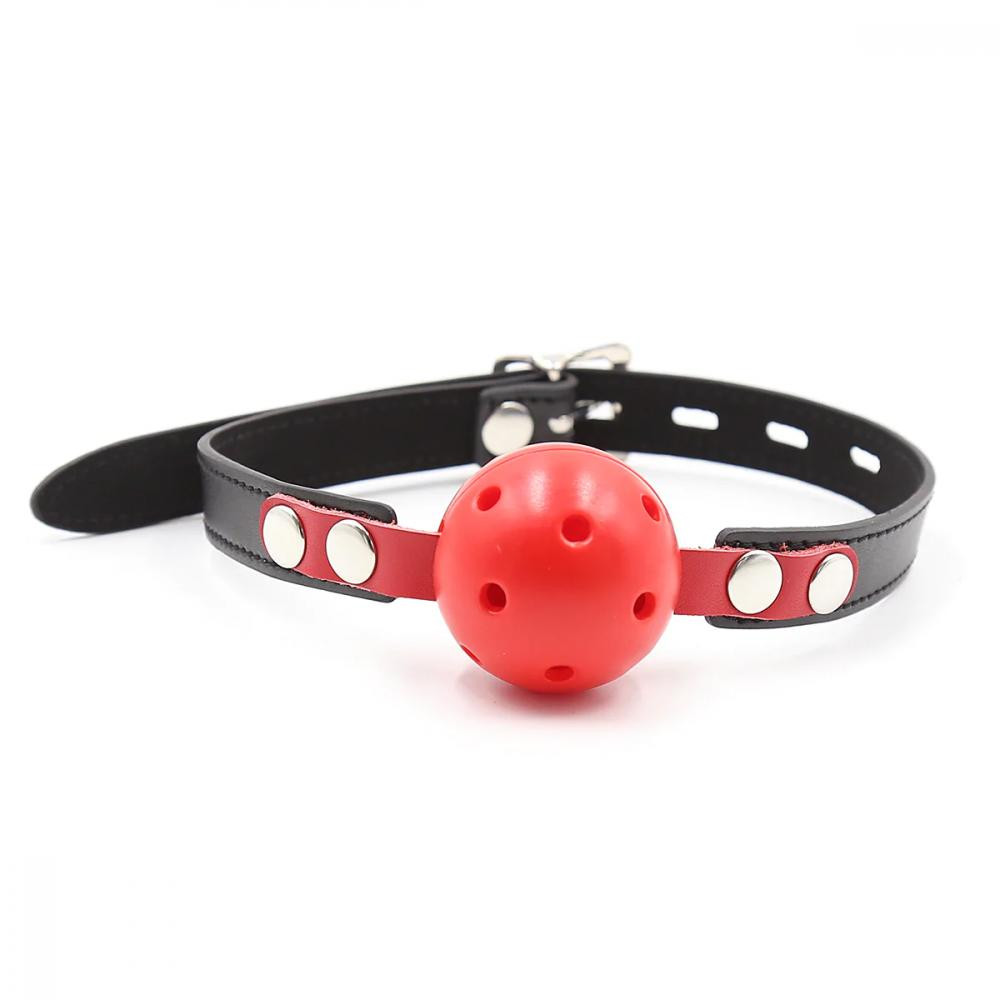 DS Fetish Locking ball gags M plastic black/red (223212016) - зображення 1