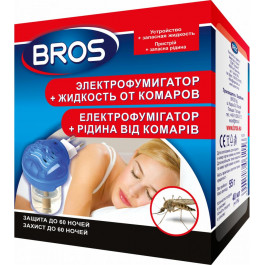 BROS Електрофумігатор  і рідина проти комарів 60 ночей (5904517061156)