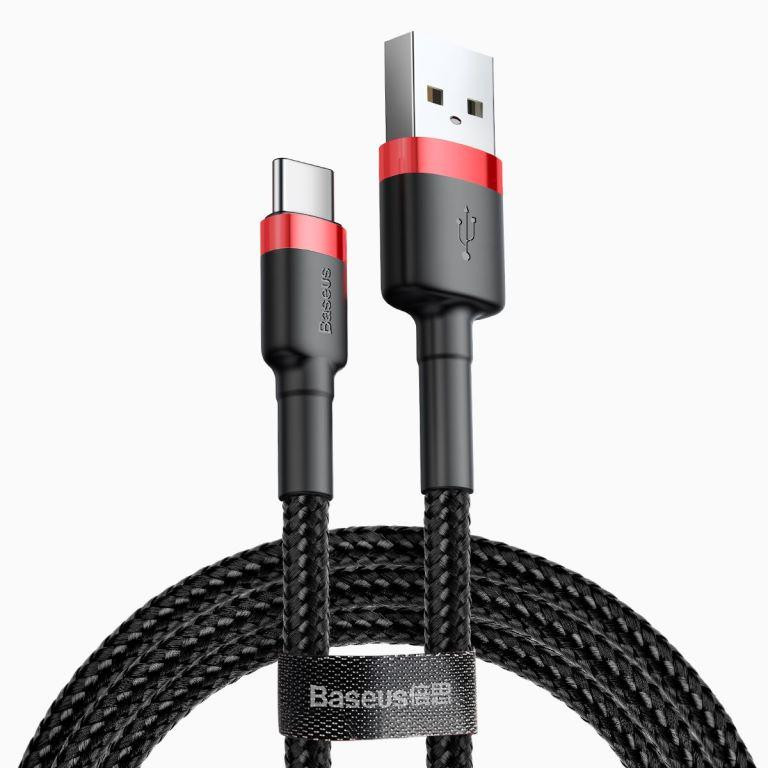 Baseus Cafule Cable USB For Type-C 3A 1M Red+Black (CATKLF-B91) - зображення 1