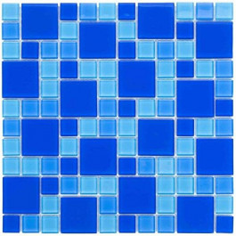 AQUAVIVA Cristall Dark Blue скляна мозаїка для басейну на сітці (17602)