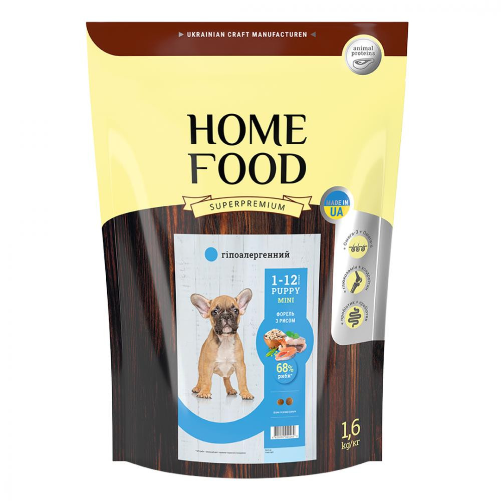 Home Food Корм гипоаллергенный для щенков мелких пород Форель с рисом и овощами 1,6 кг (4820235020262) - зображення 1