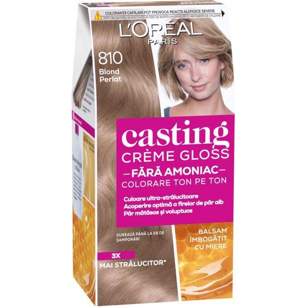 L'Oreal Paris Крем-фарба для волосся без аміаку  Casting Creme Gloss 810 - Світло-русявий перламутровий 120 мл (36 - зображення 1
