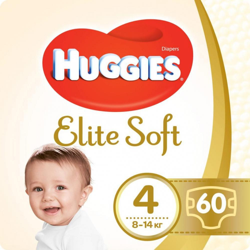 Huggies Elite Soft, розмір 4, 8 - 14 кг, 60 шт - зображення 1
