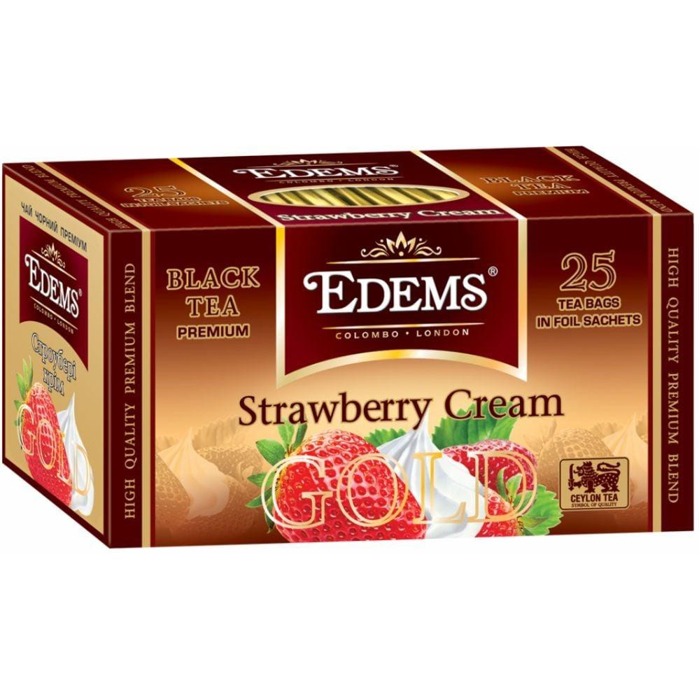 Edems Чай чорний  Gold Strawberry Cream, 25 пакетиків (4820149488783) - зображення 1