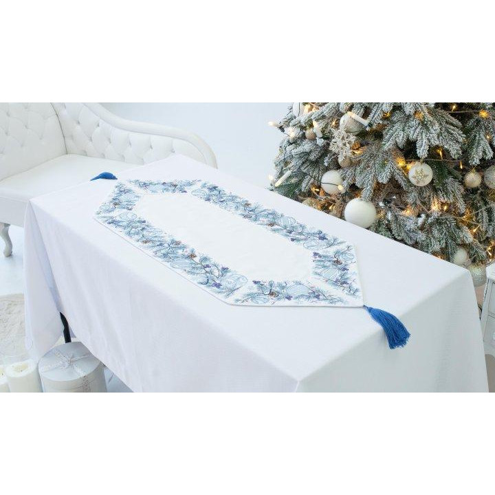 Едельвіка Доріжка на стіл  Зимова краса 40 x 110 см (379-21-00 біла) (2100000547081) - зображення 1