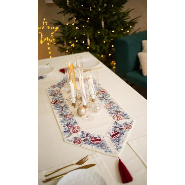 Едельвіка Доріжка на стіл  Зимова краса 40 x 110 см (379-21-00 бежева) (2100000547067) - зображення 1