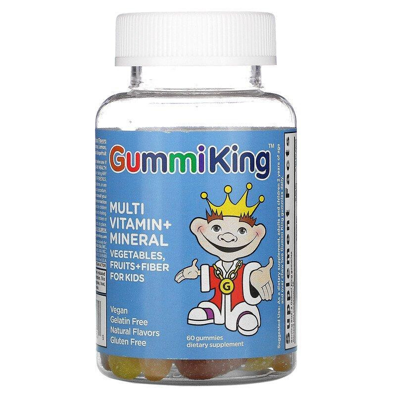 Gummi KING Multi Vitamin + Mineral, Vegetables, Fruits + Fiber For Kids, 60 Gummies - зображення 1