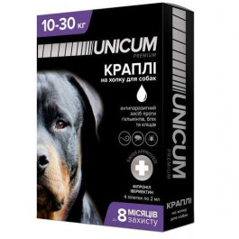UNICUM Капли от блох, клещей и гельминтов на холку для собак premium + 10-30 кг (UN-033)
